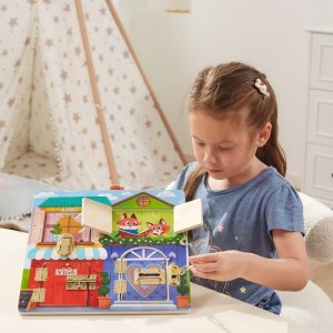Viga Montessori Drewniana Tablica Manipulacyjna Zamek i Zatrzask Dom 6