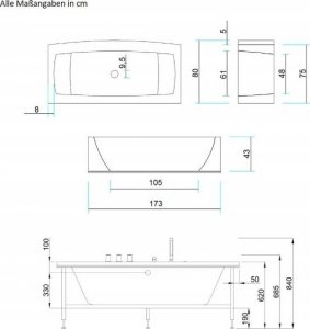 Wanna Home Deluxe Dwuosobowa wanna z hydromasażem 173x80 10