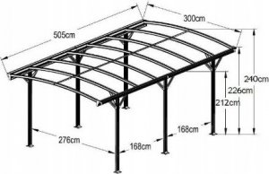 HDL Aluminiowa wiata samochodowa biała 505 x 300 12