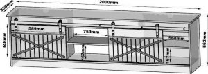 Cama Meble Szafka RTV GRANERO 200x56,7x35 old wood 7