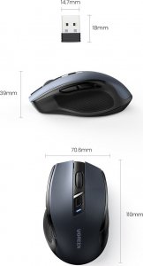 Mysz Ugreen optyczna mysz bezprzewodowa USB 2.4GHz 4000 DPI czarny (MU006) 3