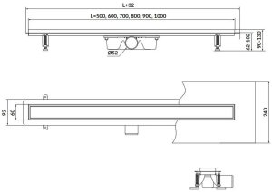 Cersanit Odpływ liniowy z rusztem dwustronnym TAKO 80 stal (S907-010) 3