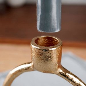 Home Styling Collection Świecznik na długą świeczkę aluminiowy złoty 19 cm 4