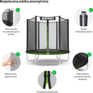 Trampolina ogrodowa Zipro Jump Pro z siatką zewnętrzną 6FT 183cm 5