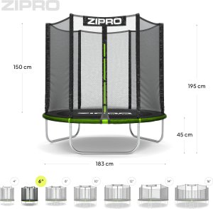 Trampolina ogrodowa Zipro Jump Pro z siatką zewnętrzną 6FT 183cm 8