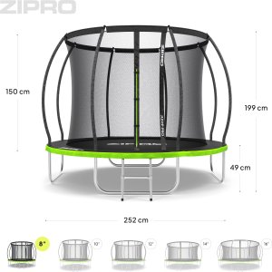 Trampolina ogrodowa Zipro Jump Pro Premium z siatką wewnętrzną 8FT 252cm 9