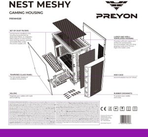 Obudowa PREYON Obudowa PREYON Nest Meshy (PRENM02B) + Wentylator PREYON Falcon Eye 120 PWM 3-pack (PFE1203B) 6