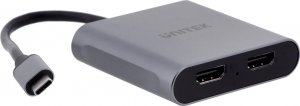 Adapter USB Unitek V1404B USB-C - HDMI x2 Srebrny (V1404B) 4