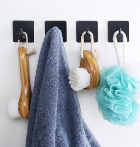 SH Design Uchwyt wieszak na ręcznik ściereczkę czarny zestaw 4 sztuki 8