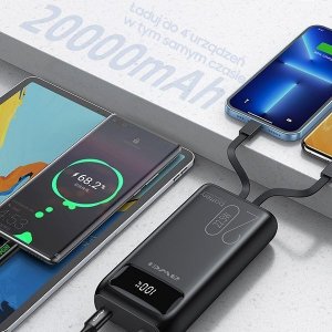Powerbank Awei AWEI PowerBank P169K 20000mAh 22.5W czarny/black wyświetlacz + kable PD/Lightning 5