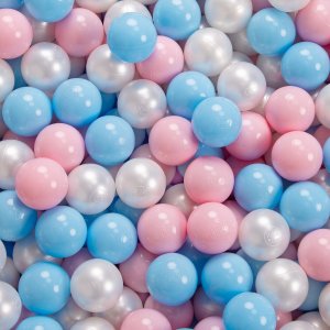 KiddyMoon KiddyMoon Plastikowe piłeczki 7cm babyblue-pudrowy róż-perła 50 Zabawka zestaw kulek 2