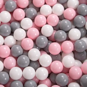 KiddyMoon KiddyMoon Plastikowe piłeczki 7cm biały-szary-pudrowy róż 50 Zabawka zestaw kulek 2