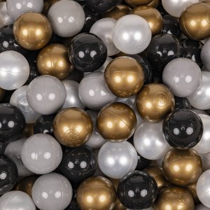 KiddyMoon KiddyMoon Plastikowe piłeczki 7cm czarny-perła-złoty-szary 50 Zabawka zestaw kulek 2