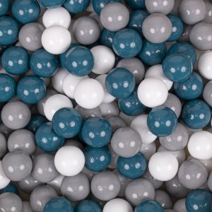 KiddyMoon KiddyMoon Plastikowe piłeczki 7cm ciemny turkus-szary-biały 50 Zabawka zestaw kulek 2