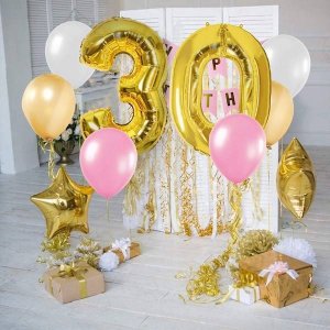 Springos Balon na urodziny cyfra 0 foliowy 40 cm złoty UNIWERSALNY 3