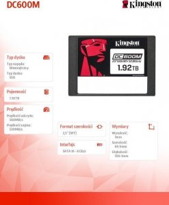 Dysk SSD Kingston DC600M 1.92TB 2.5" SATA III (SEDC600M/1920G) 5