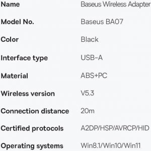 Adapter bluetooth Baseus BA07 czarny 22