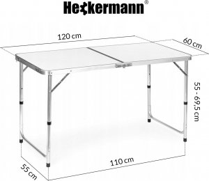 Heckermann Stół składany 120x60cm Biały + 4x Taboret 3