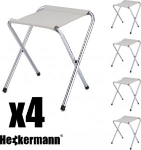Heckermann Stół składany 120x60cm Biały + 4x Taboret 4