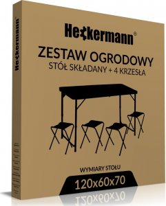 Heckermann Stół składany drewniany 120x60cm + 4x Taboret 7