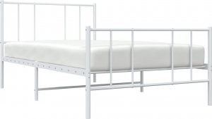 vidaXL vidaXL Metalowa rama łóżka z wezgłowiem i zanóżkiem, biała, 90x200 cm 3
