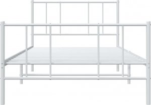 vidaXL vidaXL Metalowa rama łóżka z wezgłowiem i zanóżkiem, biała, 90x200 cm 6