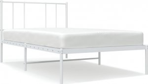 vidaXL vidaXL Metalowa rama łóżka z wezgłowiem, biała, 75x190 cm 2