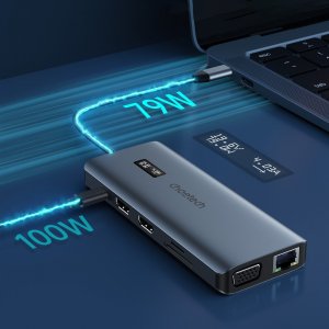 HUB USB Choetech Adapter 12w1 Choetech HUB-M26 USB-C do USB-C+ USB-A+ HDMI+ VGA+ AUX+ SD+ TF (szary) 3