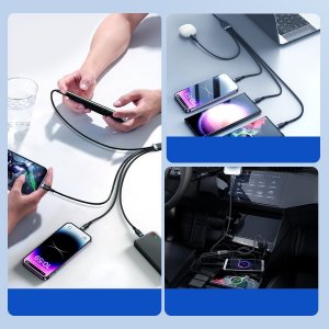 Kabel USB Joyroom USB-A - 2x USB-C + Lightning + microUSB 1.2 m Czarny (JYR776) 11