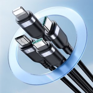 Kabel USB Joyroom USB-A - 2x USB-C + Lightning + microUSB 1.2 m Czarny (JYR776) 6