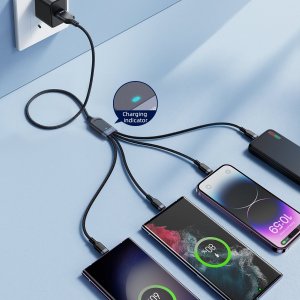 Kabel USB Joyroom USB-A - 2x USB-C + Lightning + microUSB 1.2 m Czarny (JYR776) 7