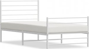 vidaXL vidaXL Metalowa rama łóżka z wezgłowiem i zanóżkiem, biała, 90x190 cm 2