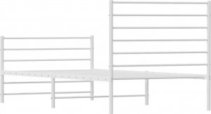 vidaXL vidaXL Metalowa rama łóżka z wezgłowiem i zanóżkiem, biała, 90x190 cm 8