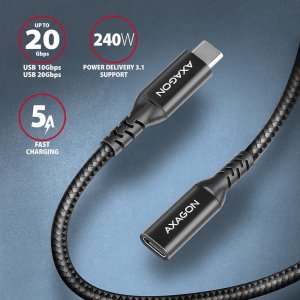 Kabel USB Axagon USB-C - USB-C 1 m Czarny (BUCM32-CF10AB) 2