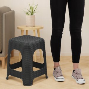Kadax Taboret Kuchenny Stołek Krzesło Rattan Antracyt 4