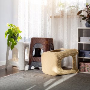 Kadax Taboret Kuchenny Stołek Krzesło Rattan Beżowy 9