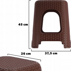 Kadax Taboret Kuchenny Stołek Krzesło Rattan Brązowy 3