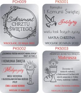 Beltrami Srebrny obrazek z wizerunkiem Aniołka z latarenką, kwadratowy z napisem 12x12 cm Uniwersalny 6