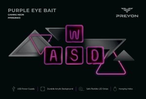 PREYON Neon gamingowy LED ścienny WASD Purple Eye Bait (PBEB28WD) 8