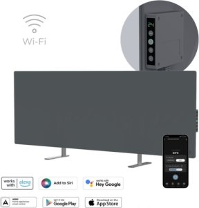 Aeno Premium Eco* Smart Heater, 700W, Tempered glass, Infrared+convection heating type, LED display, Plug type: Europe (E/F type), GREY 8