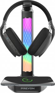 PREYON Stojak na słuchawki Heron Beak RGB, ładowarka, hub USB (PHB41B) 2