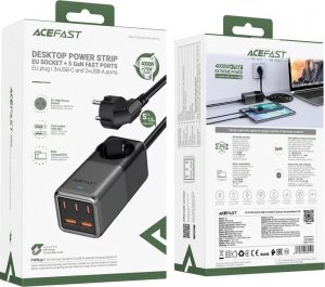Ładowarka Acefast Ładowarka sieciowa / listwa zasilająca Z2, GaN, 3xUSB-C, 2xUSB-A, 75W (black) 5