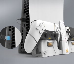 JYS Uchwyt Ścienny + Ładowarka do Padów 2w1 do Sony PlayStation PS 5 / PS5 (PS5181) 4