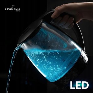 Czajnik Lehmann CZAJNIK ELEKTRYCZNY BEZPRZEWODOWY SZKLANY DUŻY 2L PODŚWIETLENIE LED 2200W 17