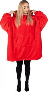 Springos Kocobluza damska męska oversize koc bluza 2w1 z kapturem XXL ciepła czerwone UNIWERSALNY 12
