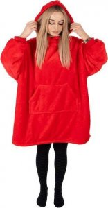 Springos Kocobluza damska męska oversize koc bluza 2w1 z kapturem XXL ciepła czerwone UNIWERSALNY 13