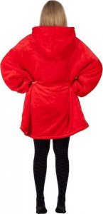 Springos Kocobluza damska męska oversize koc bluza 2w1 z kapturem XXL ciepła czerwone UNIWERSALNY 3