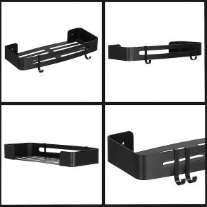Springos Półka łazienkowa pod prysznic 32x12 cm ze stali nierdzewnej czarna UNIWERSALNY 6