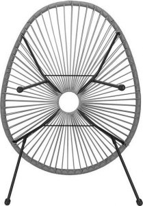 Springos Owalne krzesło ogrodowe, wys. 87 cm rattanowy fotel ażurowy szare UNIWERSALNY 2