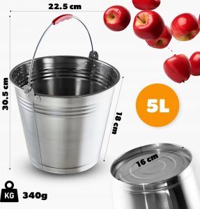 Kadax KADAX Wiadro Stalowe Nierdzewne Z Rączką 5L Metal 3